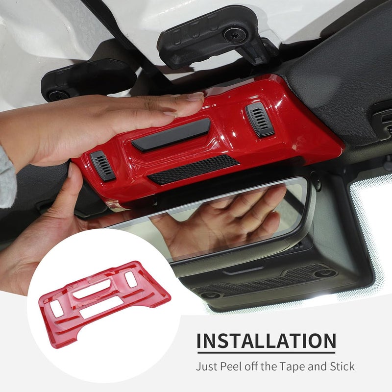 Linskip One-Touch Roof Panel Trim Compatible with 2024 2025 Jeep Wrangler JL 4XE & Gladiator JT, Overhead Feature Decor Cover for Jeep Wrangler Interior Accessories(Red) - Image 5